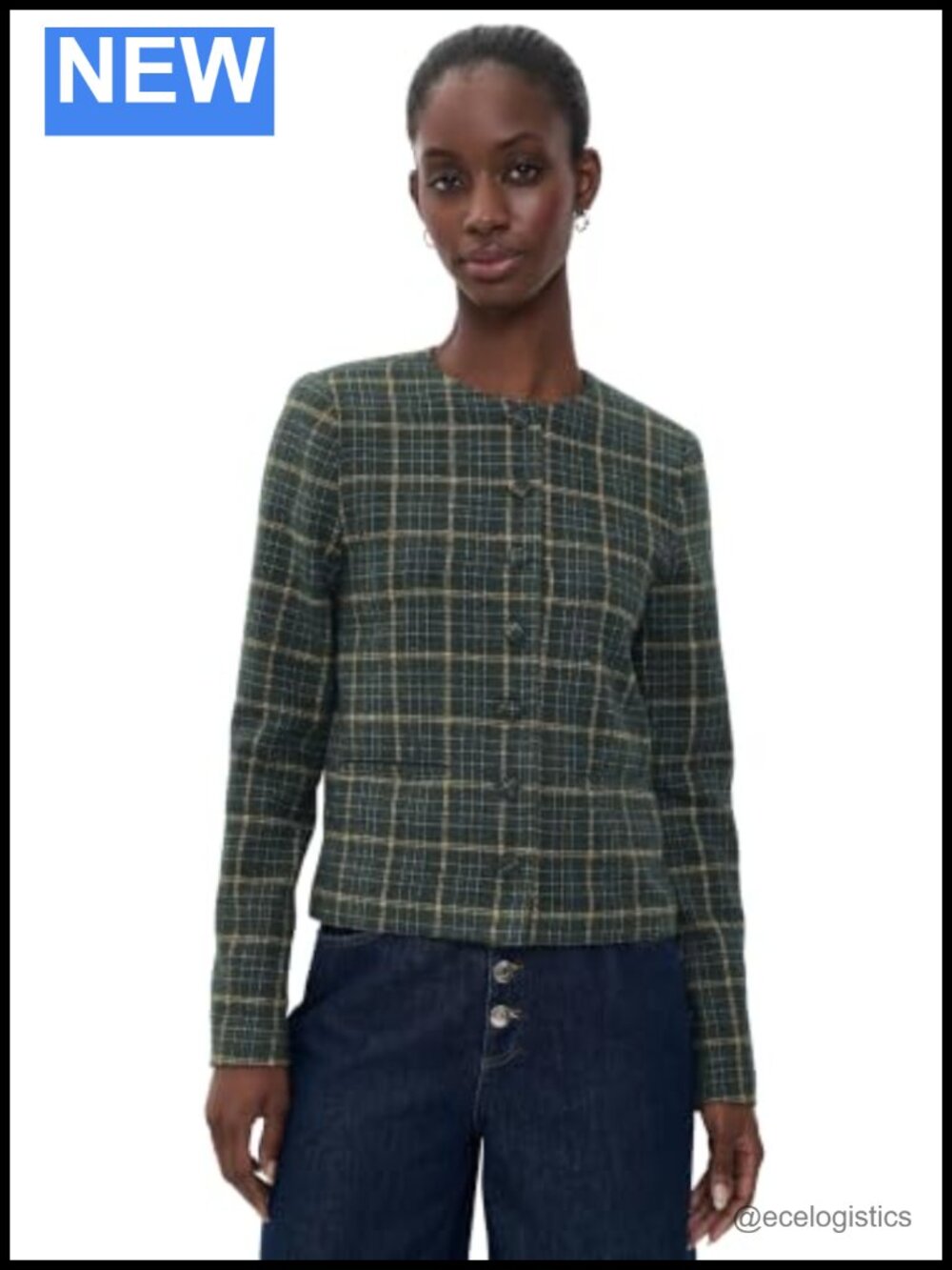 Women's Lightweight Relaxed Fit Plaid Button Placket Jacket